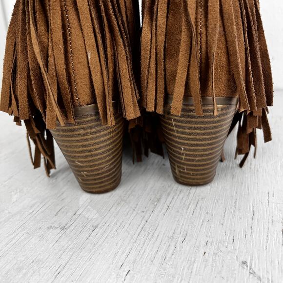 Indigo Rd Cabaret fringe bootie stacked heel size 7.5 - Picture 6 of 14